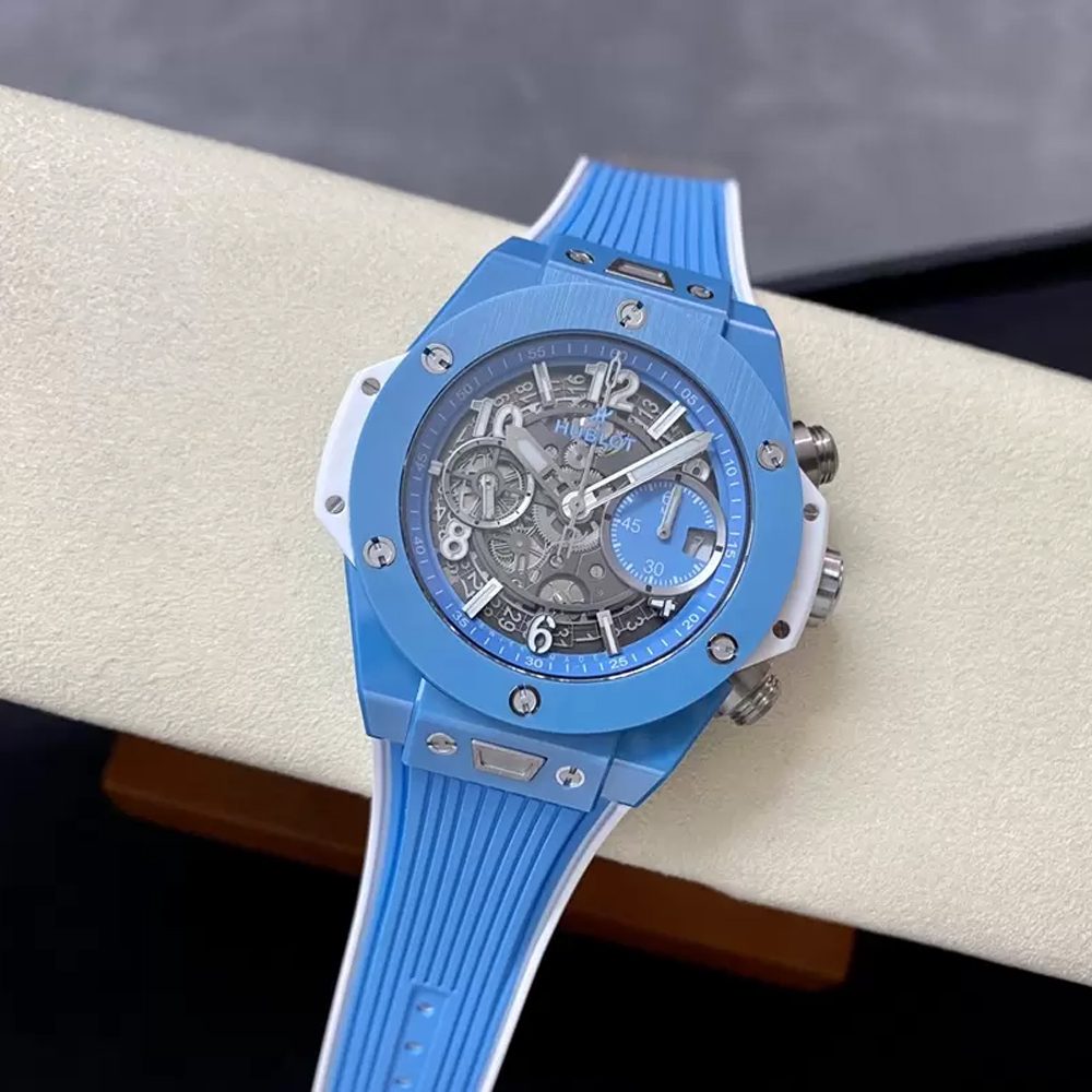 위블로 빅뱅 UNICO 티파니 블루 세라믹 러버 스트랩 42mm 441.EX.5120.RX