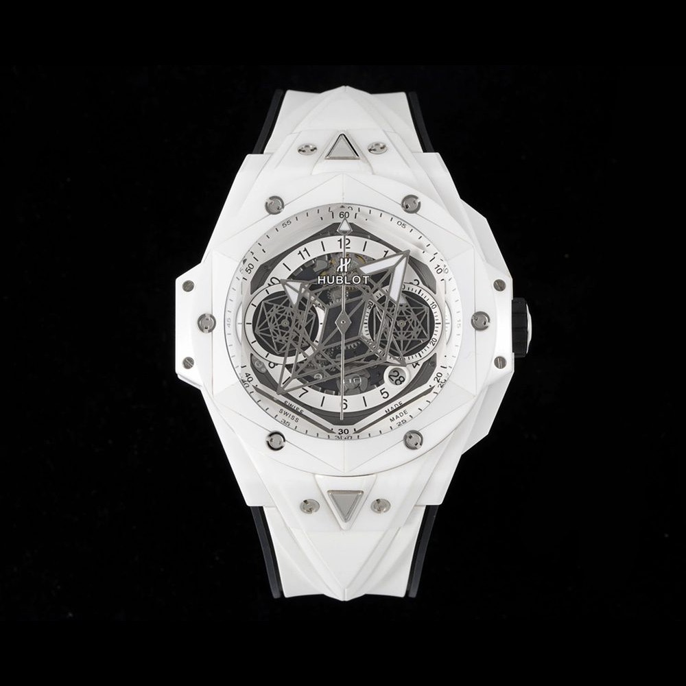 위블로 빅뱅 Sang Bleu II 세라믹 화이트 러버 스트랩 45mm 418.HX.2001.RX.MXM21
