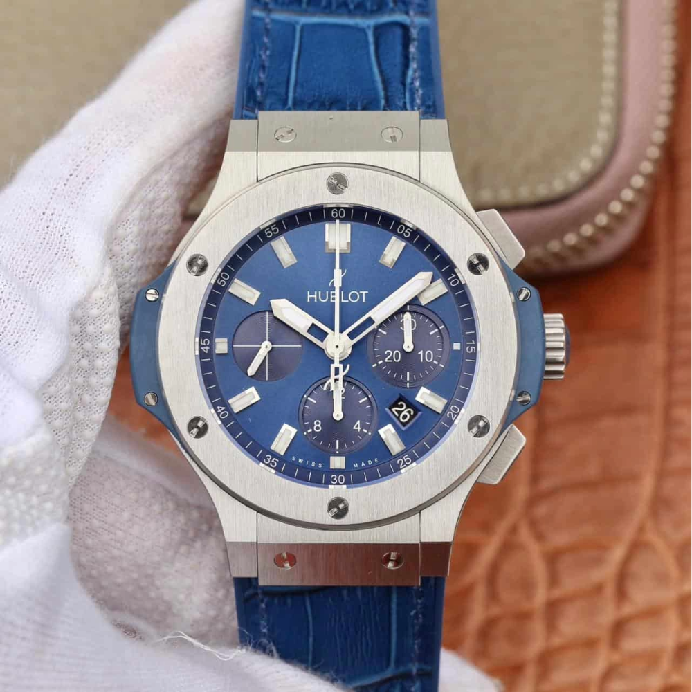 위블로 빅뱅 크로노그래프 블루 다이얼 스틸 러버 스트랩 44mm 301.SX.7170.LR