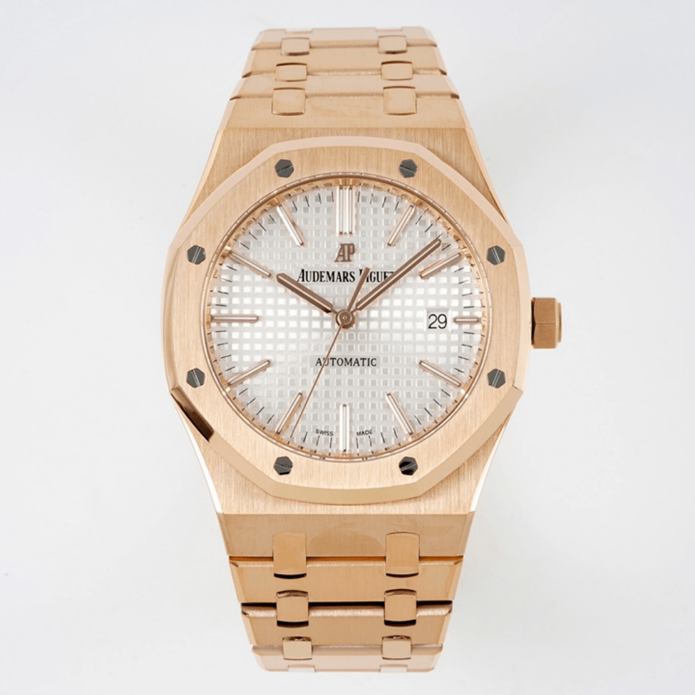 오데마피게 로얄오크 플라잉 화이트 다이얼 로즈골즈 금통 41mm 15400OR