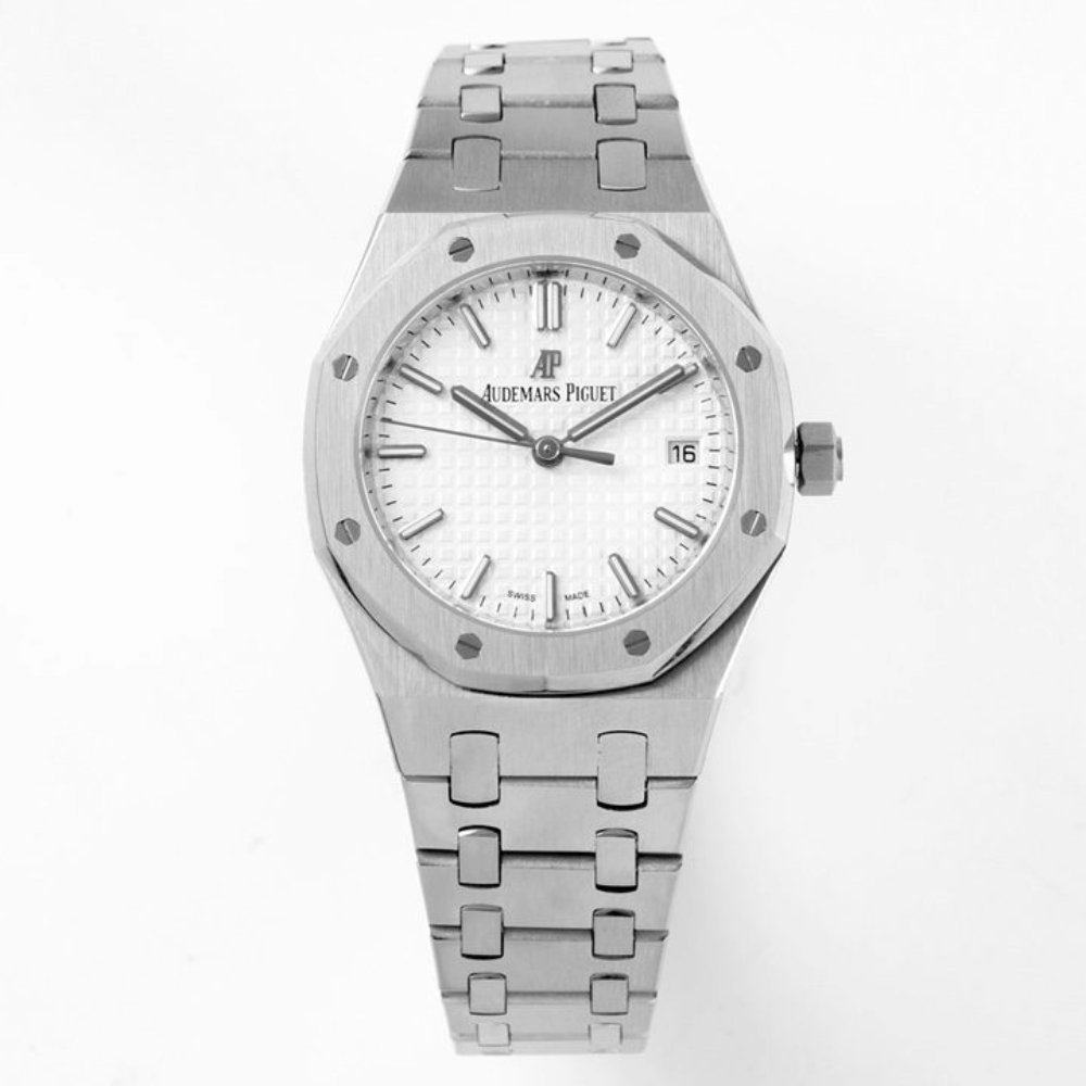 오데마피게 로얄오크 레이디 화이트 다이얼 스틸 SS 브레이슬릿 34mm 77351ST