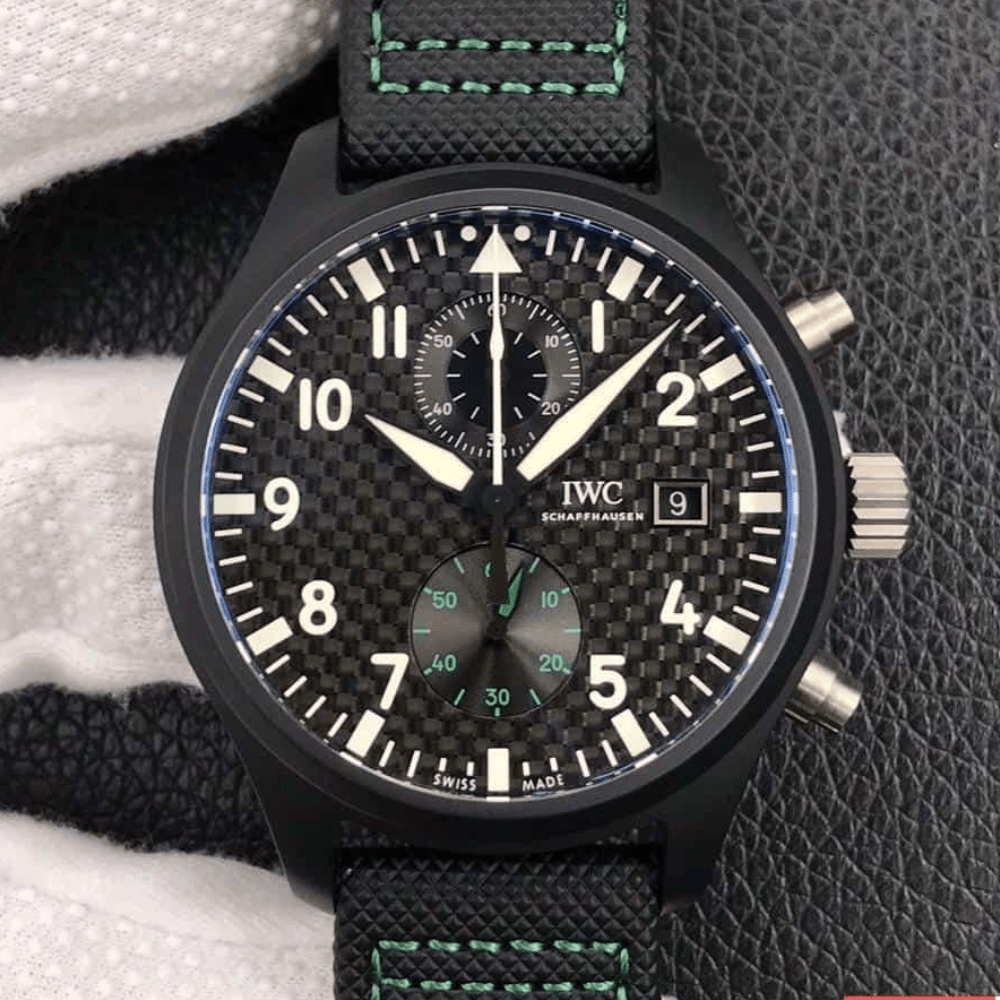 IWC 파일럿 탑건 크로노그래프 메르세데스 AMG 페트로나스 팀 스페셜 에디션 러버 스트랩 44.5mm IW389005
