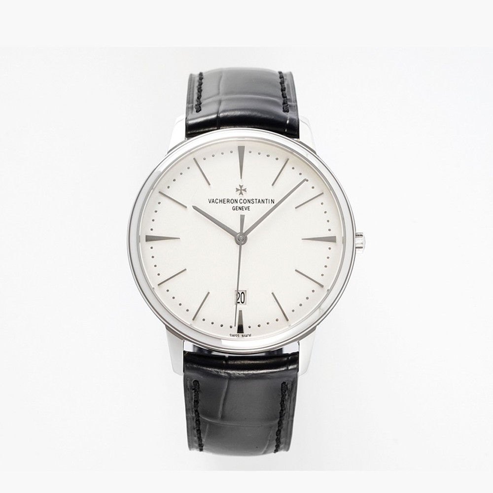 바쉐론 콘스탄틴 헤리티지 패트리모니 플래티넘 화이트 다이얼 레더 스트랩 40mm 85180/000J-9231