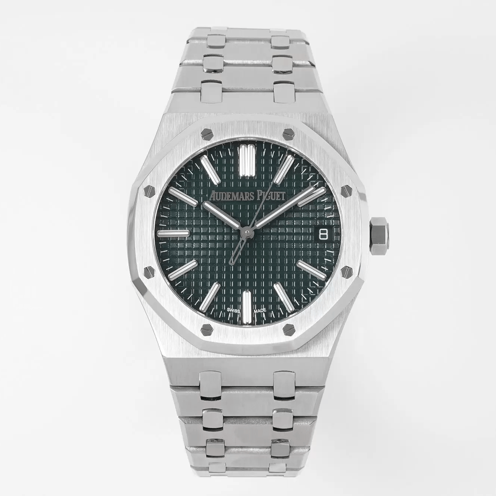 오데마피게 로얄오크 50주년 한정판 그린 텍스처 다이얼 스틸 SS 브레이슬릿 41mm 15510ST