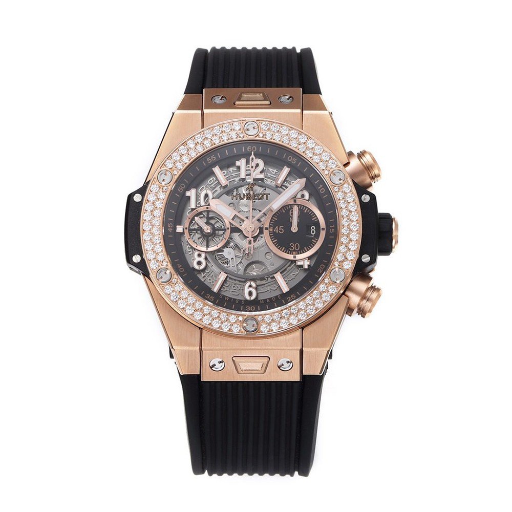 위블로 빅뱅 유니코 킹 골드 다이아베젤 블랙 러버 스트랩 44mm 421.OX.1180.RX.1104