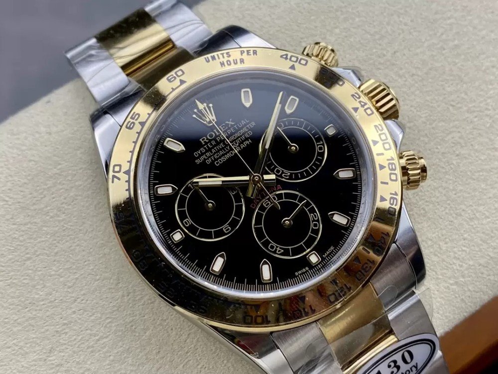 롤렉스 데이토나 크로노그래프 블랙 다이얼 바인덱스 YG 콤비 40mm 116503